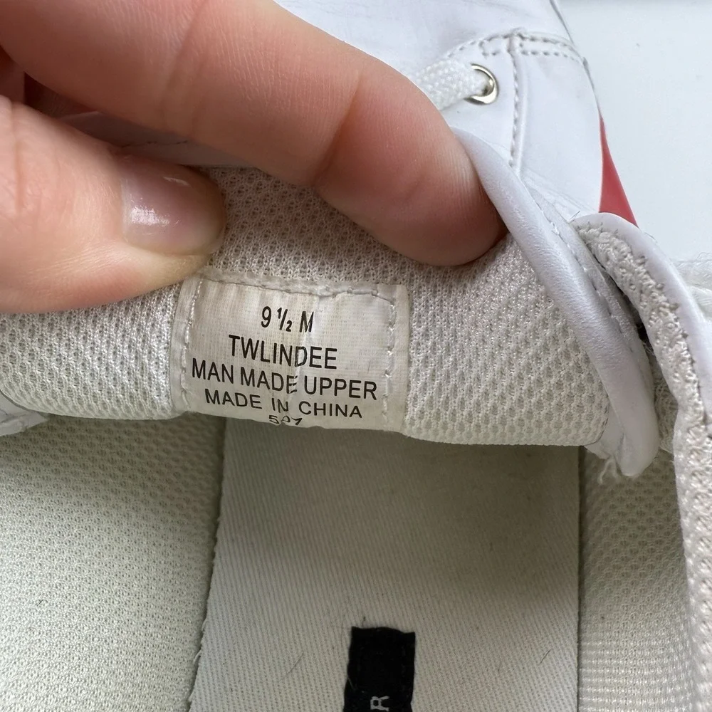 Tommy Hilfiger Lindee Logo Sneakers White Red Blue‎ Logo Stripe Women's Size 9.5